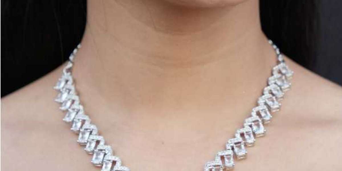Teal Necklace Set CZ Set Diamond Wedding Necklace